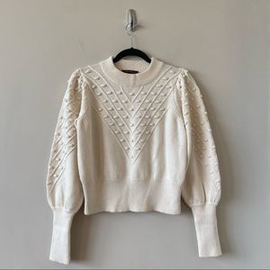 French Connection Cream Textured Crew Neck Sweater
